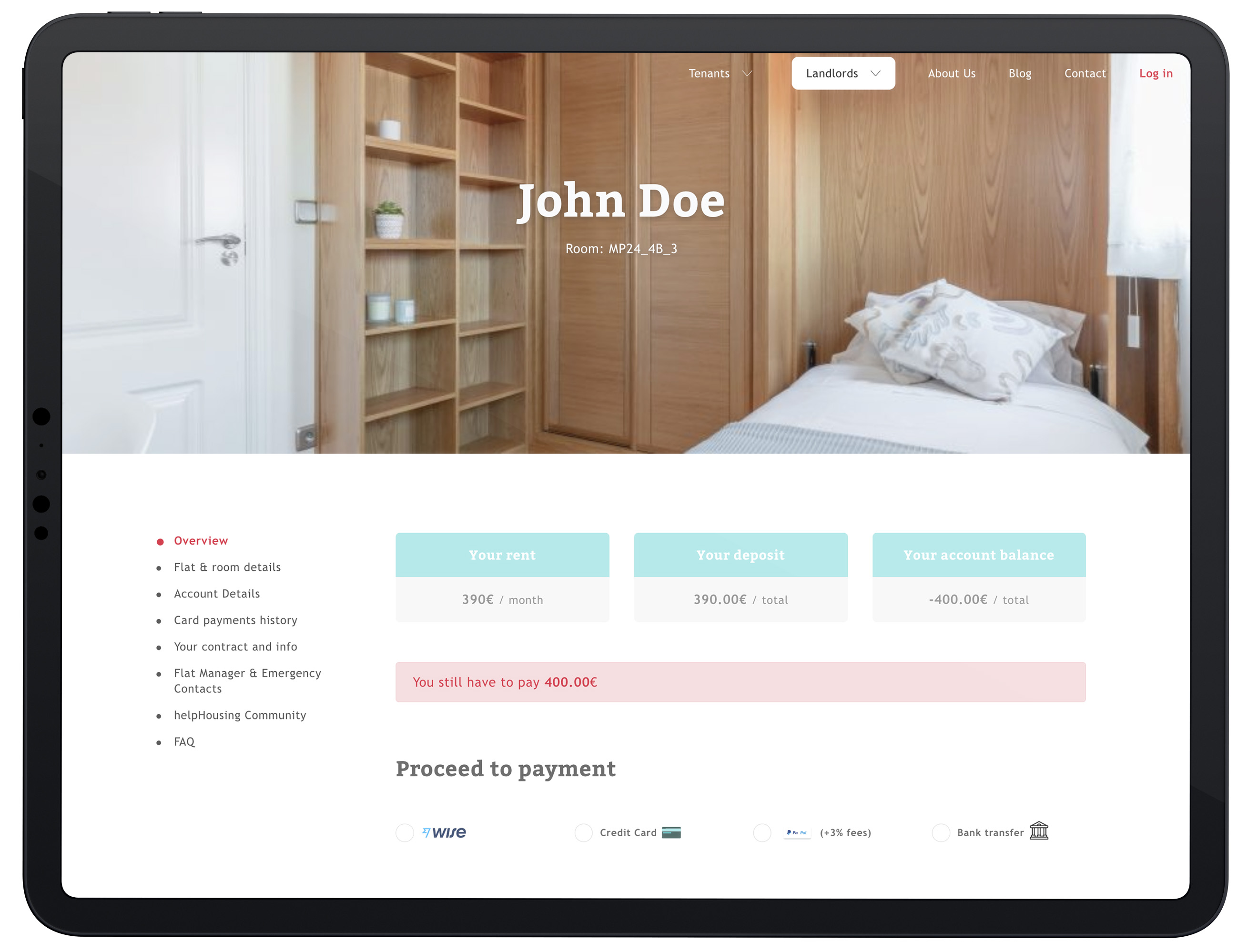 Portal del inquilino ColivingSoft - Área privada para pagos y consultas